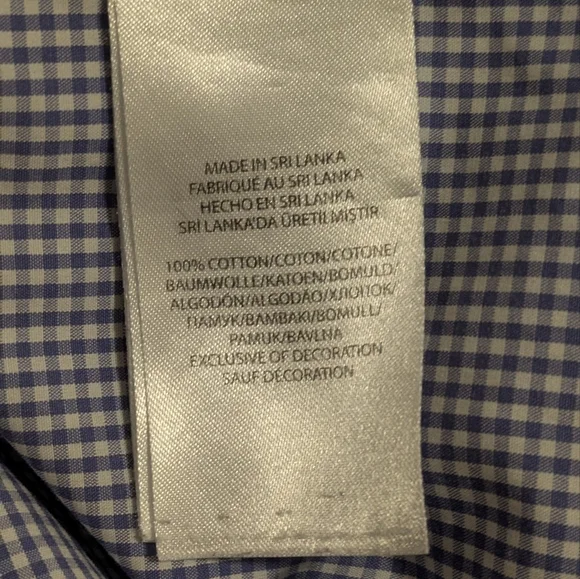 Ralph Lauren Men's Slim Fit Button Down Dress Shirt, Sz 18 (46), Blue And White - Picture 12 of 13
